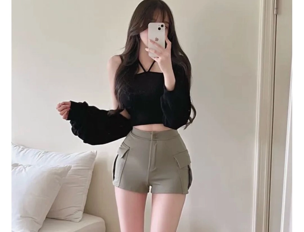 [ SET/강추 ]홀터넥 크롭 볼레로 나시 가디건 세트 블랙 이미지