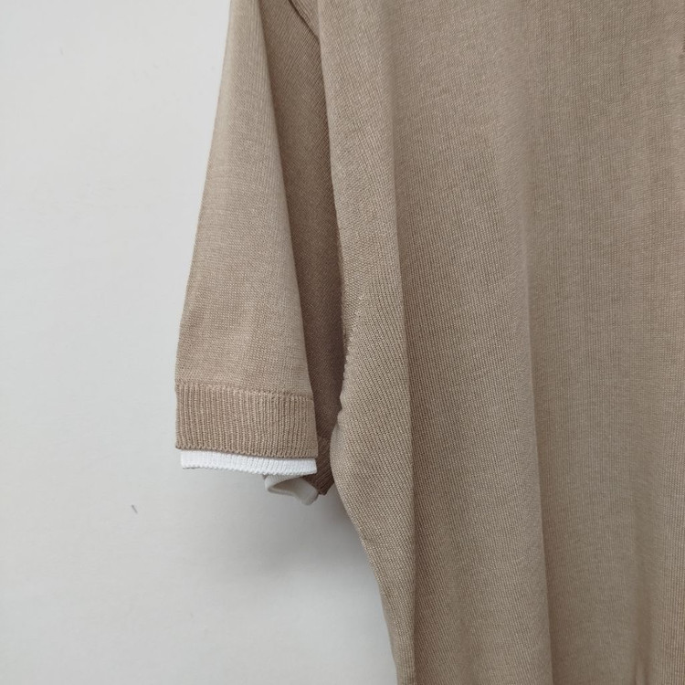 (새상품) 105~110 헨리넥 배색 라운드니트 남자니트 여름니트 반팔니트 티셔츠 남자옷 여름옷 퀄리티좋아요 이미지