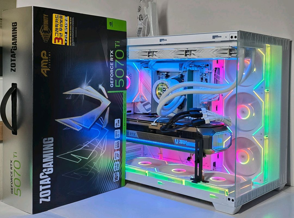 (새제품 반본체 공랭 화이트)9800X3D, 32GB, B850M, 850W GOLD 공랭최강, 방송게이밍컴퓨터본체 이미지