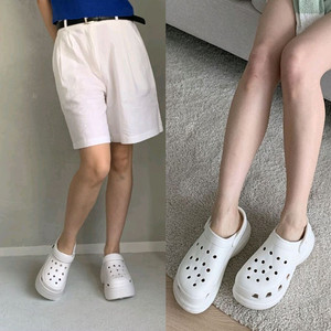 250 화이트 키높이 통굽 크록스 샌들 뮬 플랫폼 클로그 흰색 슬리퍼 이미지