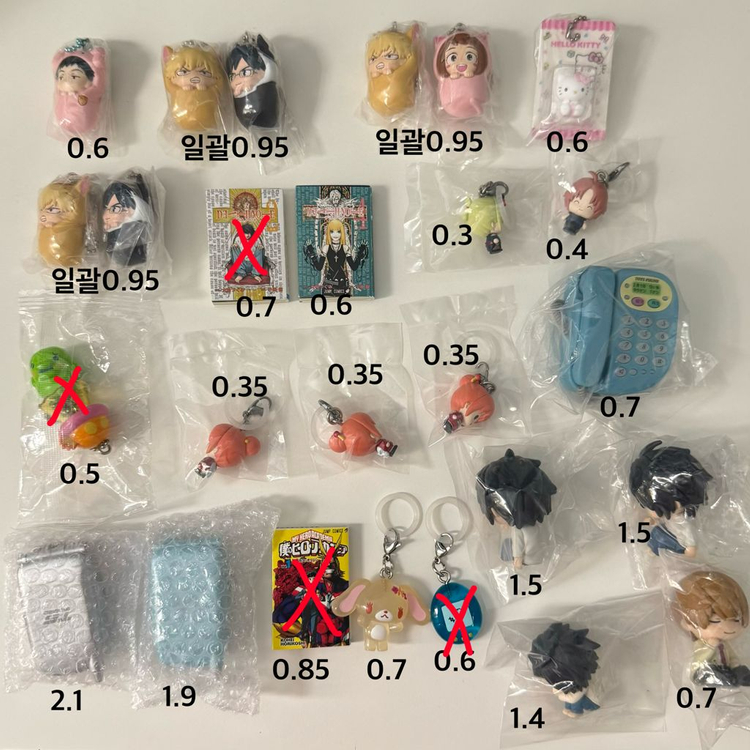 일본가챠/리락쿠마/데스노트/메지루시/슈가바니즈/레제/다마고치/키티/은혼/마치보케/키르아/피크민/다마고치/모뇨걸 이미지
