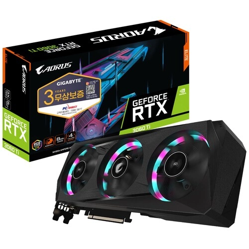 [2대 판매중] GIGABYTE AORUS 지포스 RTX 3060 Ti ELITE V2 D6 8GB 이미지