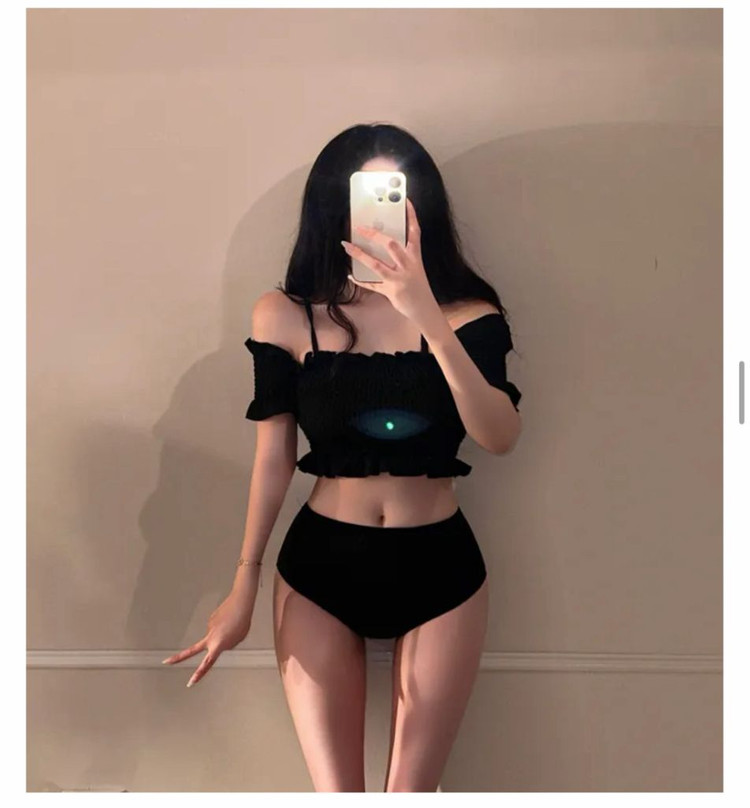 프릴 오프숄더 비키니 수영복 이미지