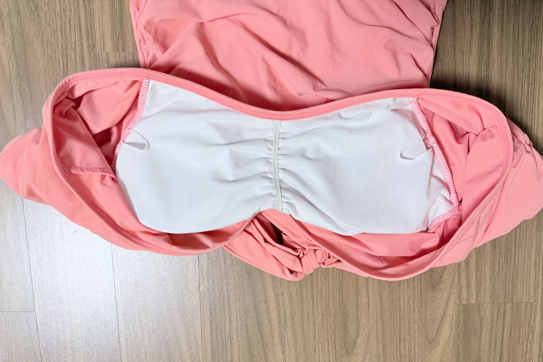 코랄 리본 반팔 원피스 수영복 이미지