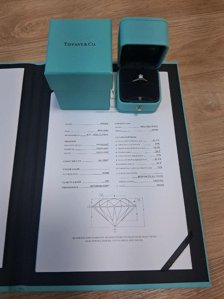 티파니 0.34ct/3.4부 다이아 플래티늄 반지 이미지
