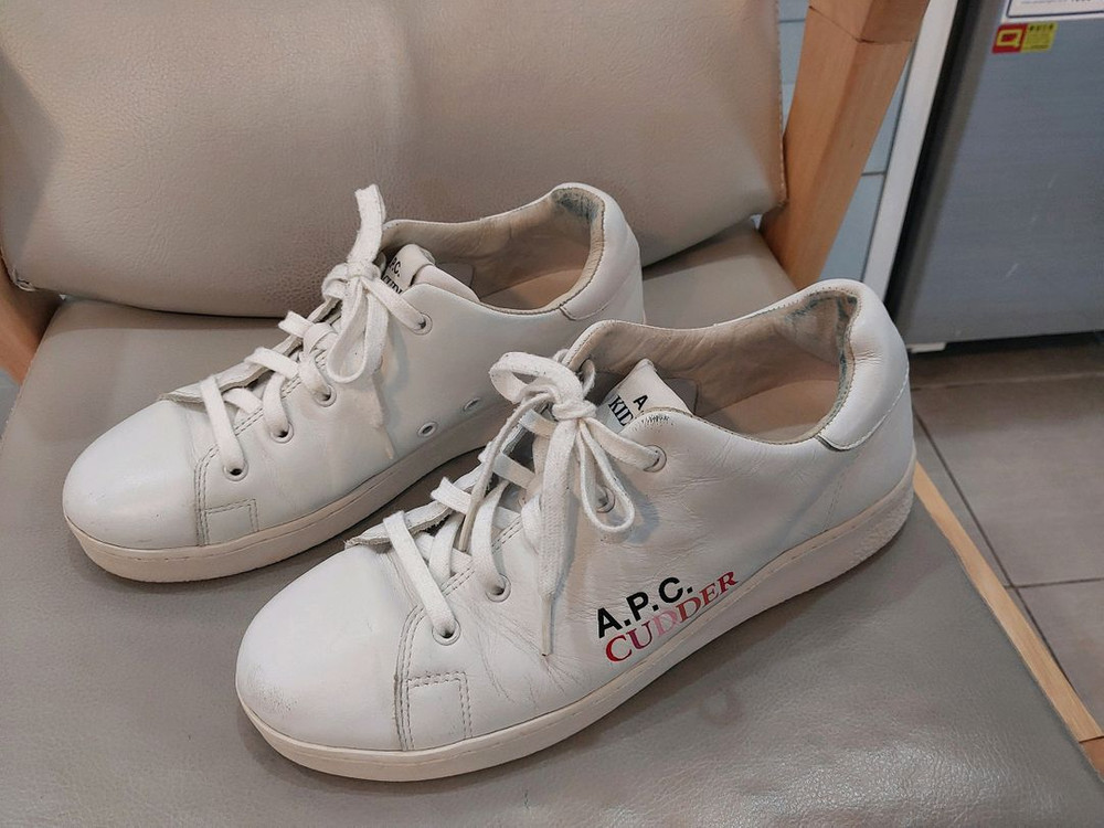 아페쎄 APC 키드 커디 Kid Cudi x APC 레더 화이트 스니커즈 사이즈 260mm 택포 39,000원 이미지