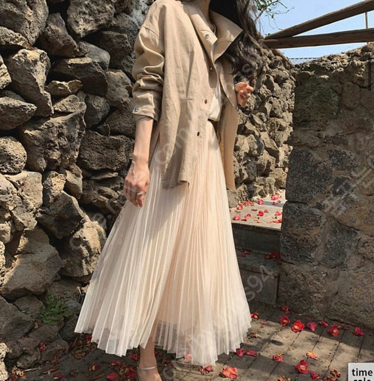 데일리룩 린넨100% 하이넥 핀턱 마랑 자켓 베이지 야상 DAILYLOOK 이미지