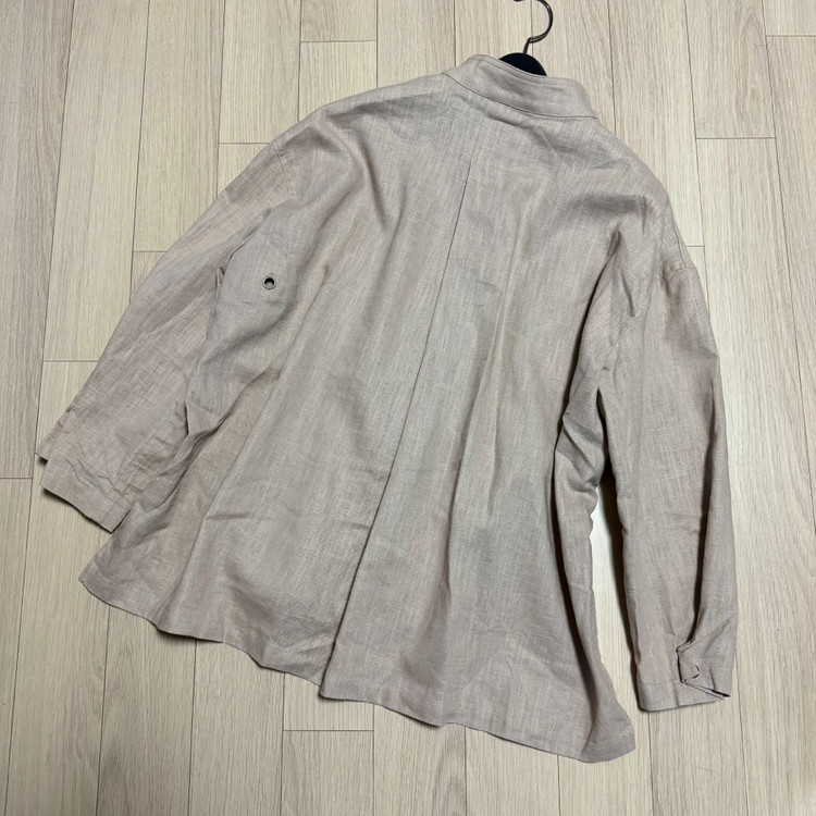 데일리룩 린넨100% 하이넥 핀턱 마랑 자켓 베이지 야상 DAILYLOOK 이미지