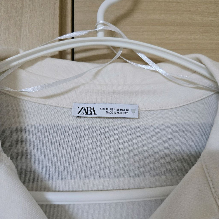 자라(ZARA) 스트라이프 오픈 카라 티셔츠 M 이미지