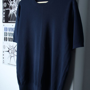 (M-XL) 수아레 반팔 티셔츠 니트 네이비 무지 이미지