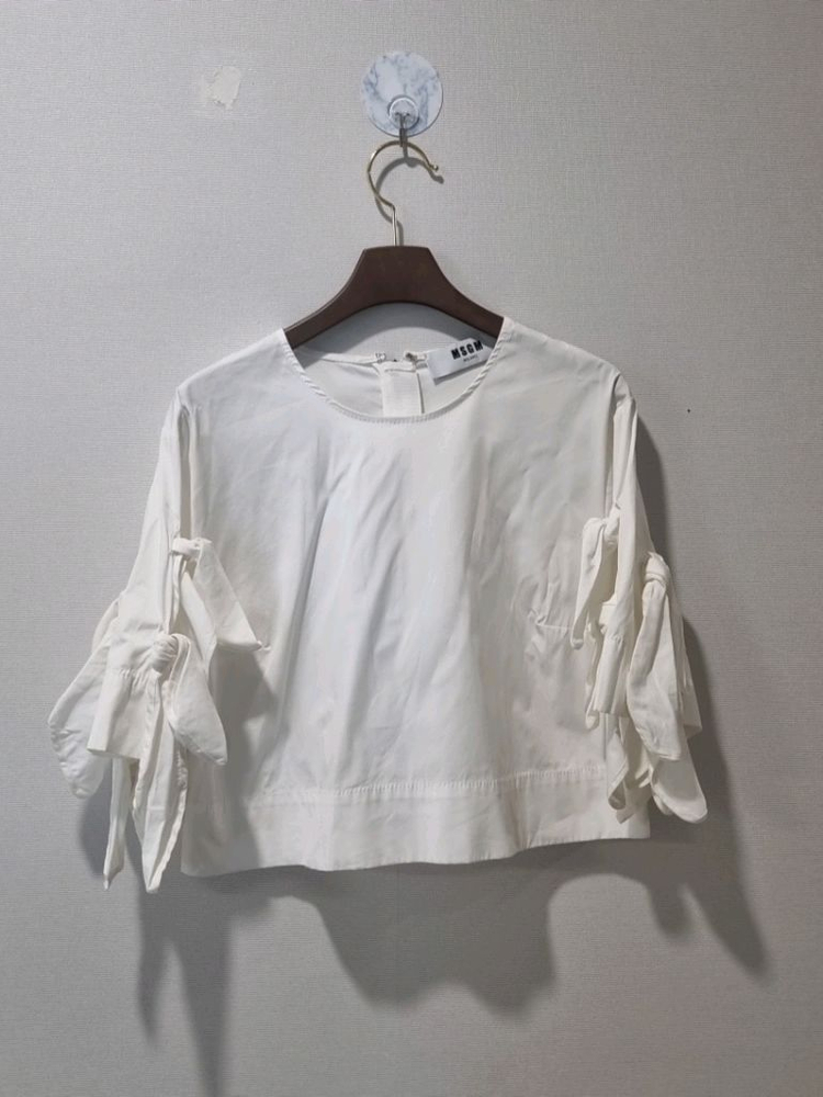 MSGM 리본 장식 포플린 블라우스 이미지