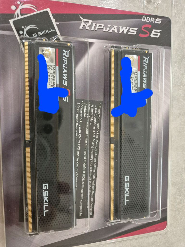 G.SKILL 립죠스 S5 (인텔 XMP 3.0) DDR5 RAM 64GB (2x32GB) 5600MT/S CL46 이미지
