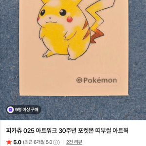 포켓몬 피카츄 아트워크 띠부씰 이미지