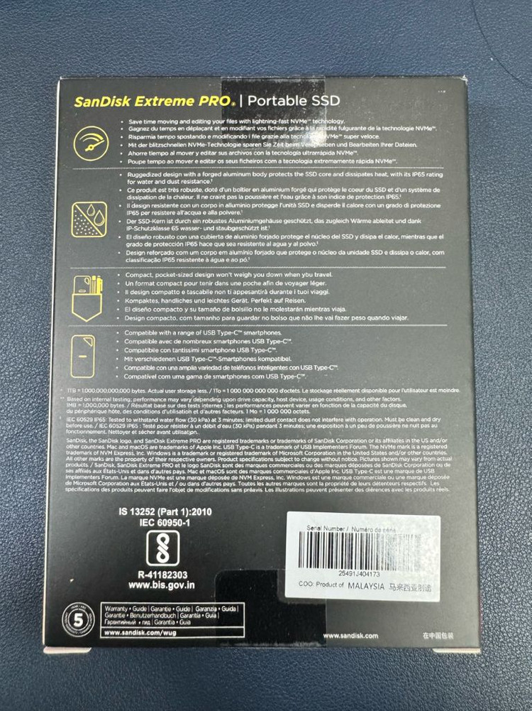 샌디스크 Extreme PRO Portable SSD E81 1TB 미개봉 이미지