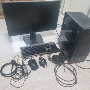게이밍 pc 세트 3060ti, asus vg278qr, 데스에더 v2, 기계식 키보드, 헤드셋 이미지