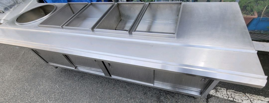 스텐 자율배식대 하부장 식당 뷔페 온열기능고장 2480mm 이미지