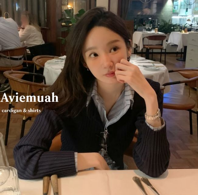 (아이보리) 강민경 착용) 아비에무아 아이보리 립드 니트 가디건 1사이즈 이미지