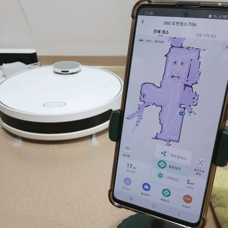 한글음성 치후360 s6 물걸레 로봇청소기 배터리빵빵함 걸레포함 앱연동 이미지