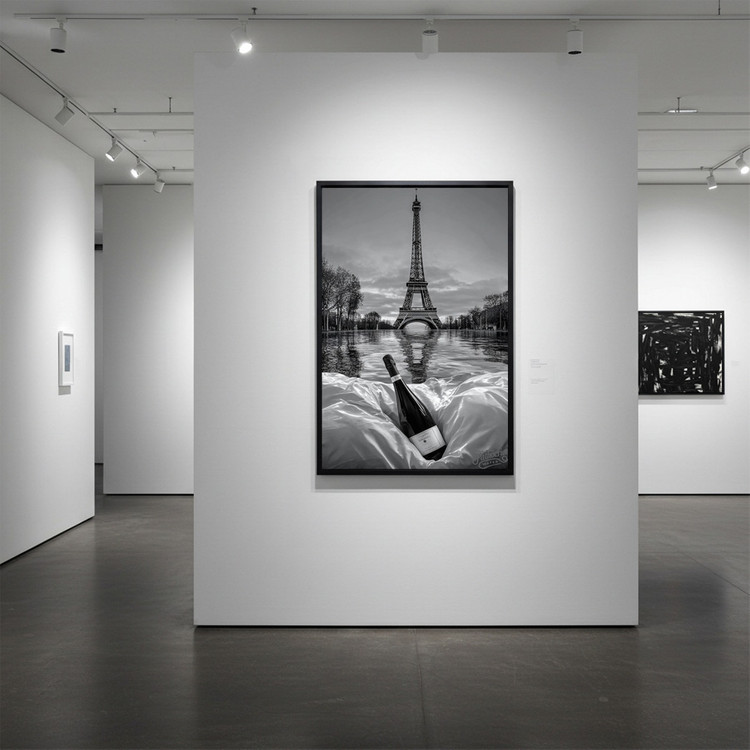 와인 한 병의 연서 그림 액자 팝아트 인테리어소품 에펠탑 와인병 흑백 모던 감성 거실 침실 벽장식 홈데코 아트포스터 이미지