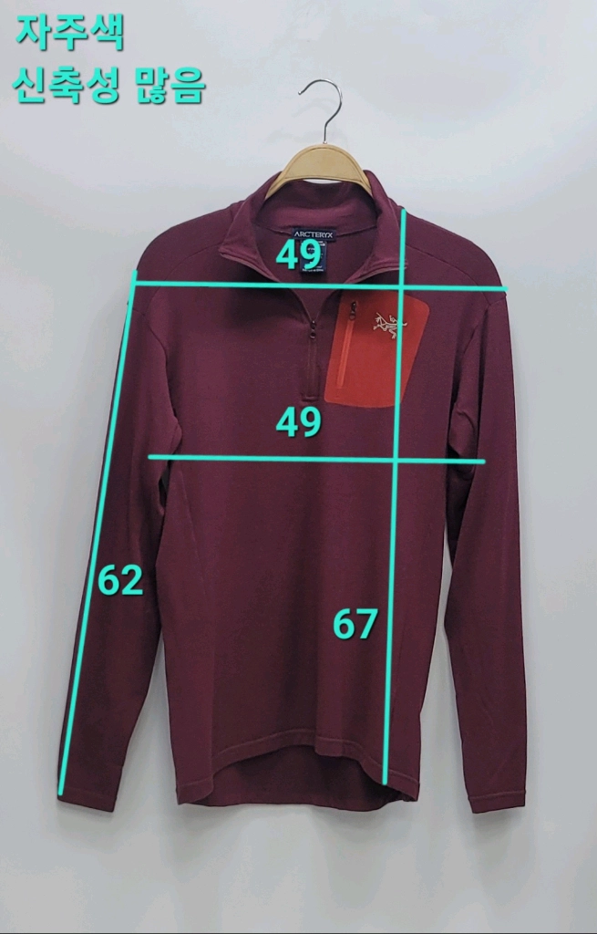 ARCTERYX 아크테릭스 로 LT 집 넥 티셔츠 / 남 M 버건디 이미지