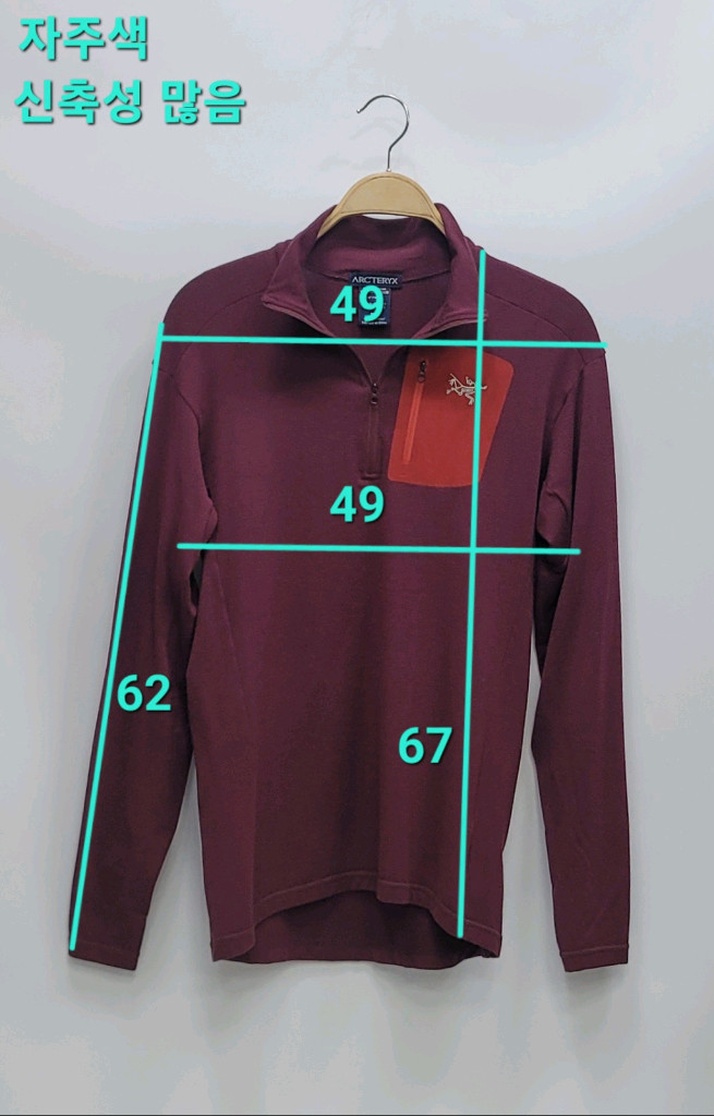 ARCTERYX 아크테릭스 로 LT 집 넥 티셔츠 / 남 M 버건디 이미지