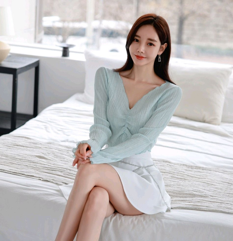 티나니 프릴티셔츠 체인 플레어 스커트 셋업 이미지