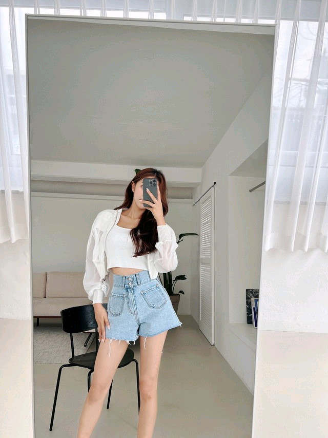 제이지쇼룸 엉넬 시스루 크롭 블루종(아이) 이미지