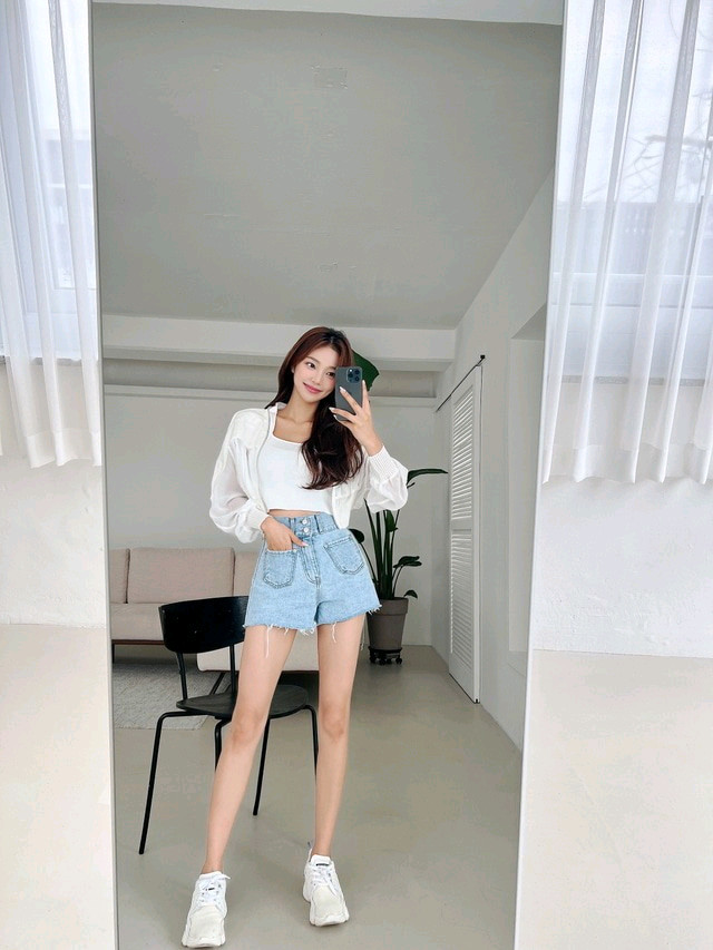 제이지쇼룸 엉넬 시스루 크롭 블루종(아이) 이미지