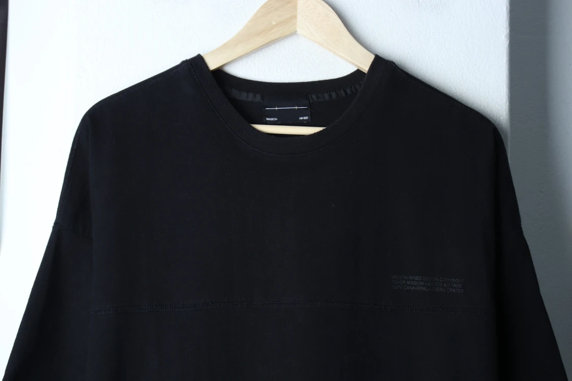 (L-2XL) 메종미네드 반팔 티셔츠 오버핏 블랙 이미지