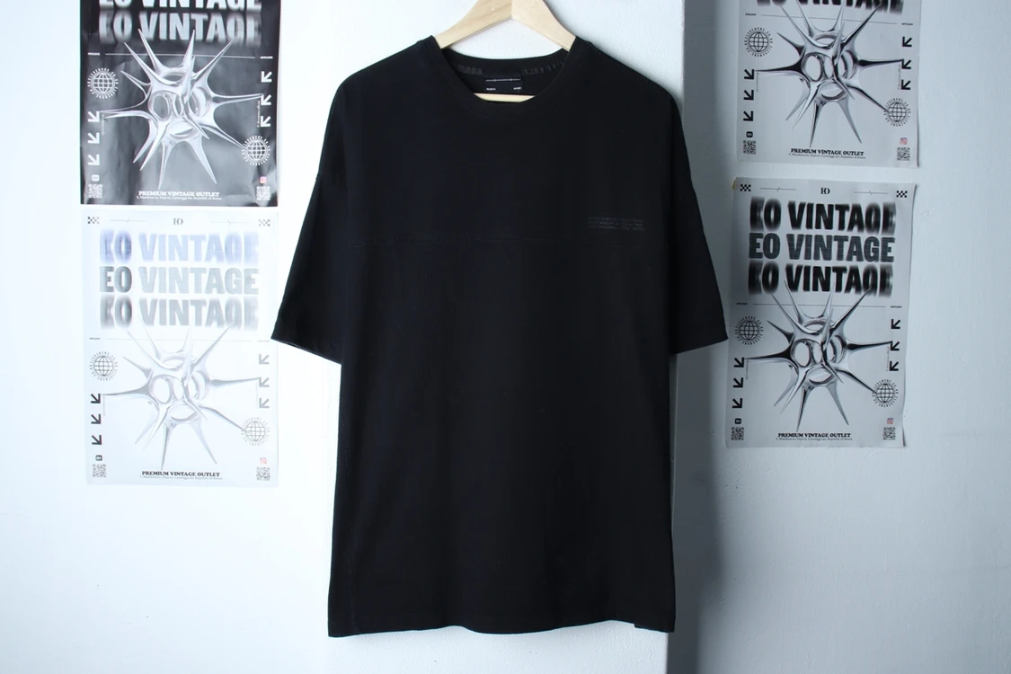 (L-2XL) 메종미네드 반팔 티셔츠 오버핏 블랙 이미지