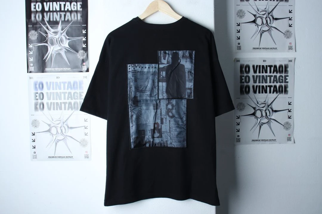 (L-2XL) 메종미네드 반팔 티셔츠 오버핏 블랙 이미지