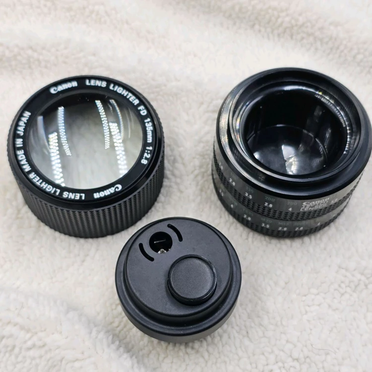캐논 FD 135mm 렌즈형 가스 라이터 루페 겸용 필름카메라 필카 이미지