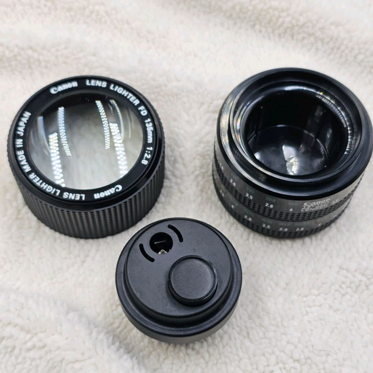 캐논 FD 135mm 렌즈형 가스 라이터 루페 겸용 필름카메라 필카 이미지