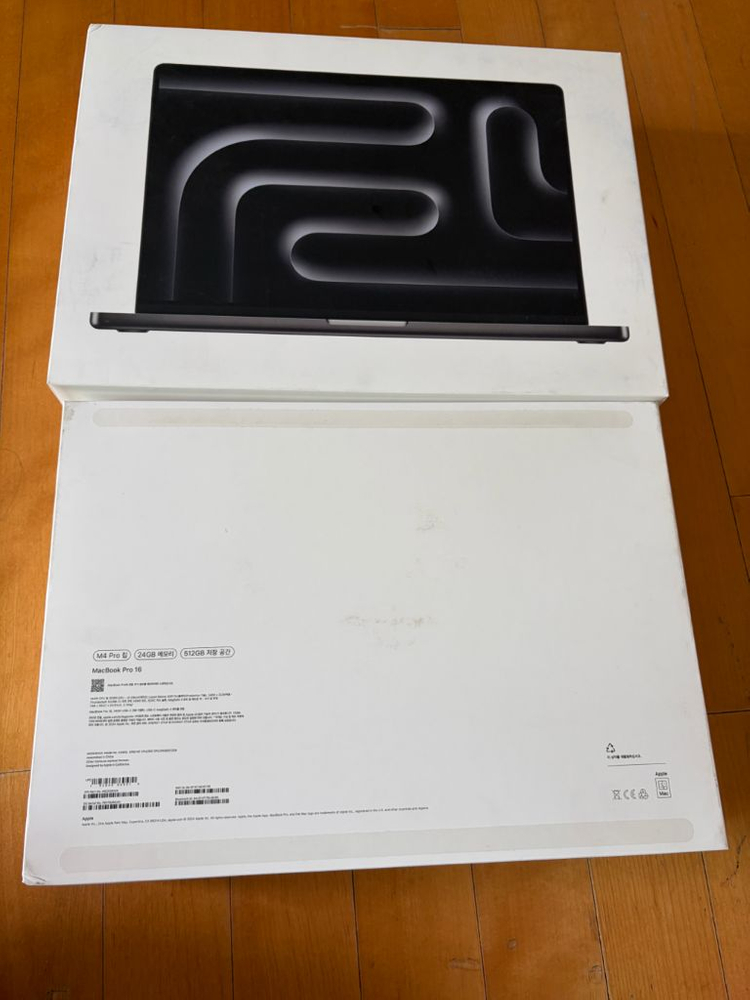 맥북프로 16인치 M4 pro 스블 24GB 512 SSD 스페이스블랙 빈 박스 이미지