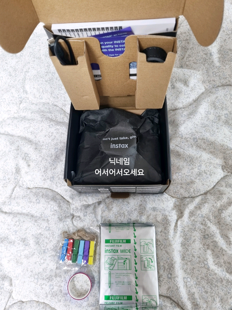 인스탁스 와이드에보+블랙케이스+필름10장 새상품 후지필름 폴라로이드 즉석 카메라 와이드 에보 이미지