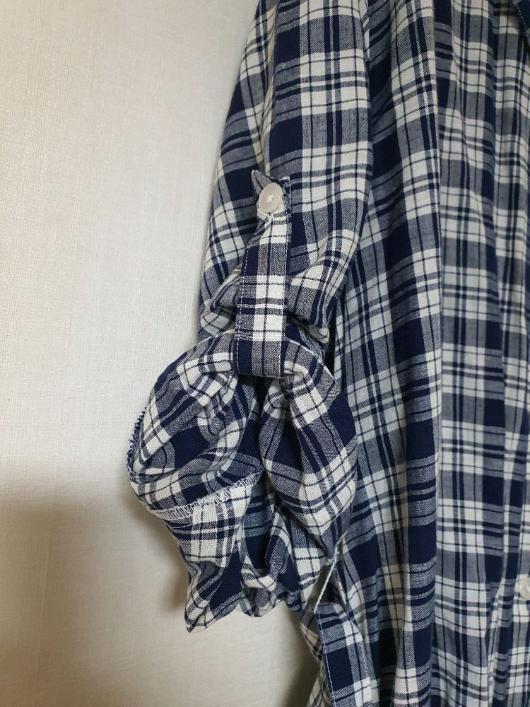 유니클로 린넨 소매 롤업 체크 셔츠 원피스 S 이미지