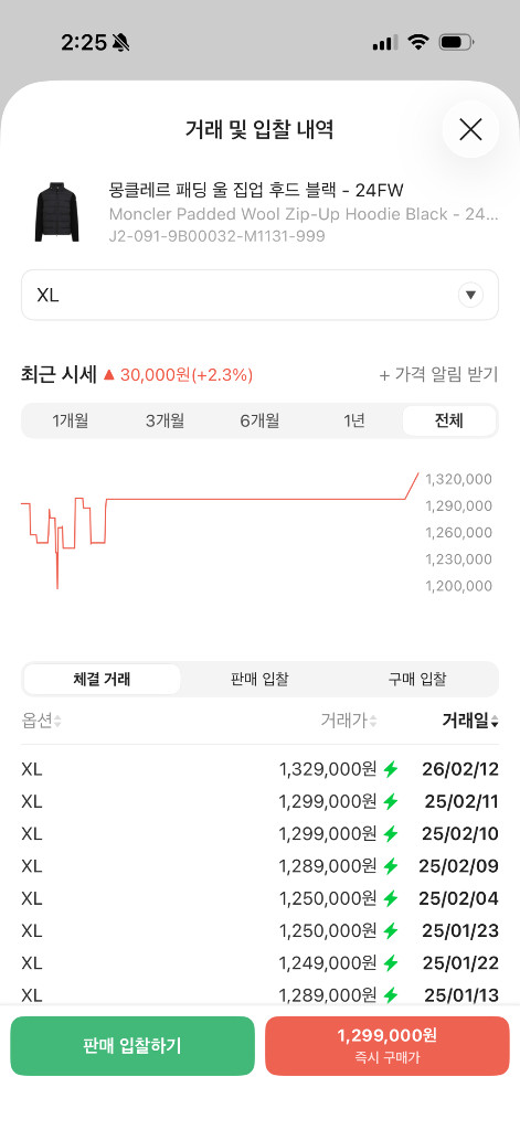 [XL] 24 / 25 몽클레어 니트패딩 가디건 후드 블랙 이미지