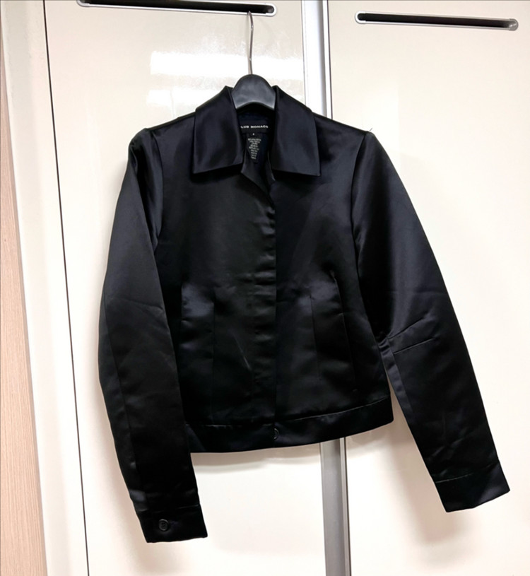 클럽모나코 CLUB MONACO 새틴 자켓 블랙 검정 실키 광택 이미지