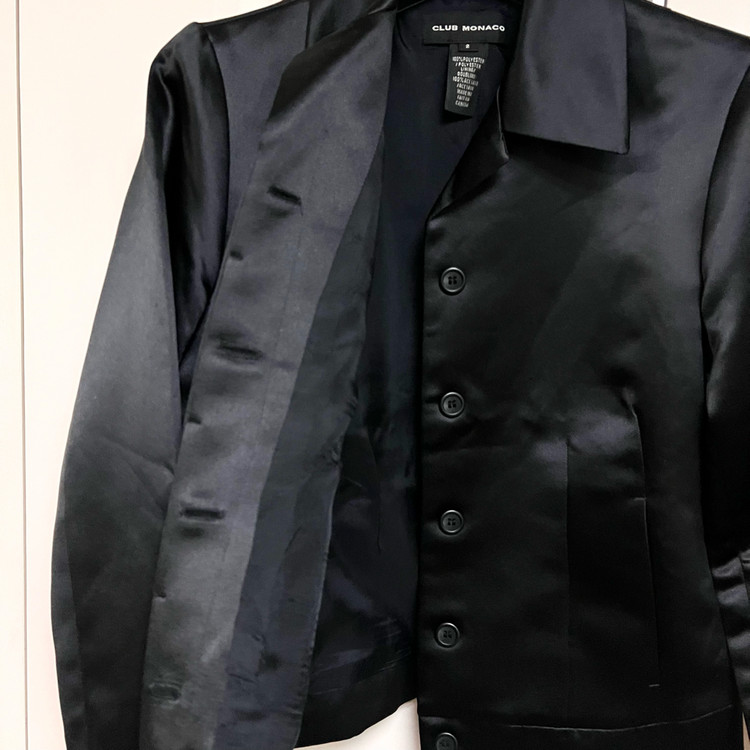 클럽모나코 CLUB MONACO 새틴 자켓 블랙 검정 실키 광택 이미지