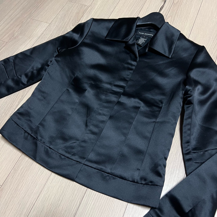클럽모나코 CLUB MONACO 새틴 자켓 블랙 검정 실키 광택 이미지
