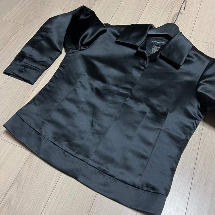 클럽모나코 CLUB MONACO 새틴 자켓 블랙 검정 실키 광택 이미지