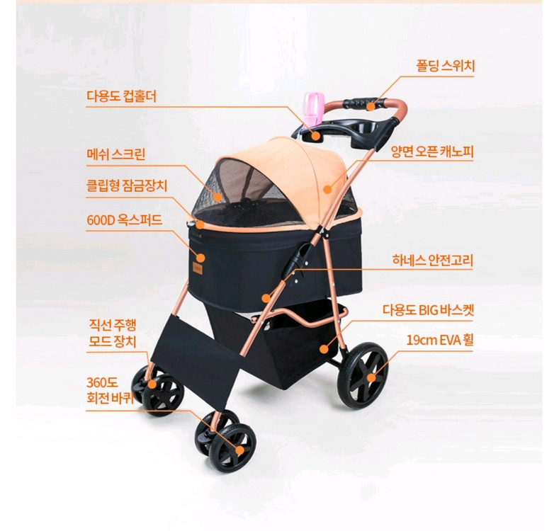 미개봉]레토 원터치 퀵폴딩 강아지 유모차 #무료배송 이미지