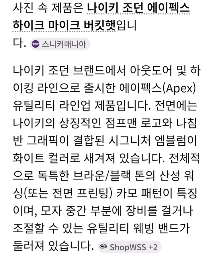 반택포/나이키 조던 에어펙스 하이크 마이크 버킷햇 25넌도 이미지