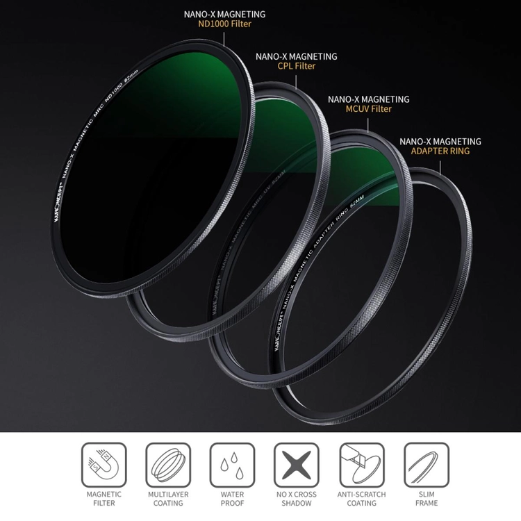 K&F Concept NANO-X 95mm 마그네틱 3pcs 필터 세트 (ND1000, CPL, UV) (새상품) 이미지