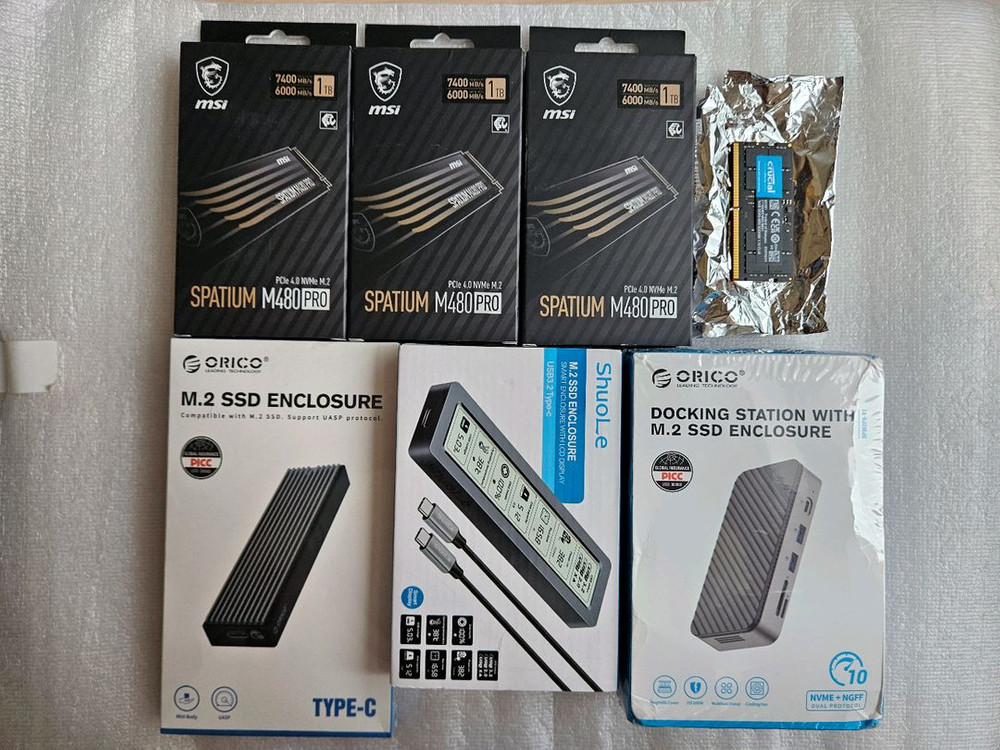 MSI SPATIUM M480 PRO M.2 NVMe 1TB SSD,마이크론 DDR5 16GB,오리코 NVME SS 이미지