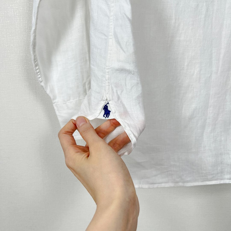 폴로 랄프로렌 사이드포니 린넨 셔츠 남방 화이트 라덴 빈티지 이미지