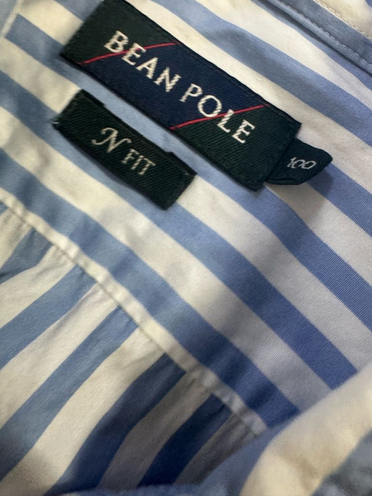 빈폴 beanpole 올드스쿨 스트라이프 반팔 셔츠 L 블루 이미지