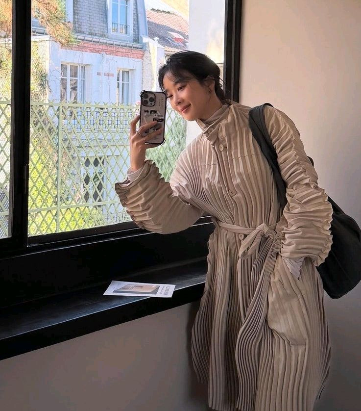 이세이미야케 웨이버링 코트&스카프 플리츠플리즈 ~ 이미지