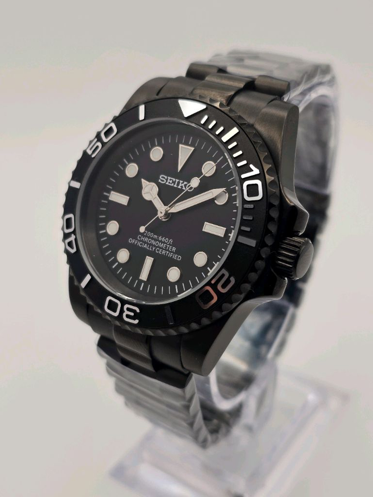 블랙 세이코 다이버 커스텀 오토매틱 쿼츠 시계 SEIKO MOD 서브마리너 요트마스터 이미지