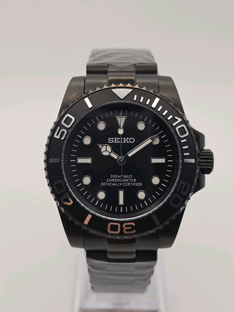 블랙 세이코 다이버 커스텀 오토매틱 쿼츠 시계 SEIKO MOD 서브마리너 요트마스터 이미지